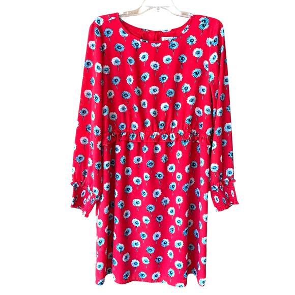 J.Crew Red Floral Dress Women's Size 14 Coquette Cherry Girl Office Wear - Picture 1 of 9